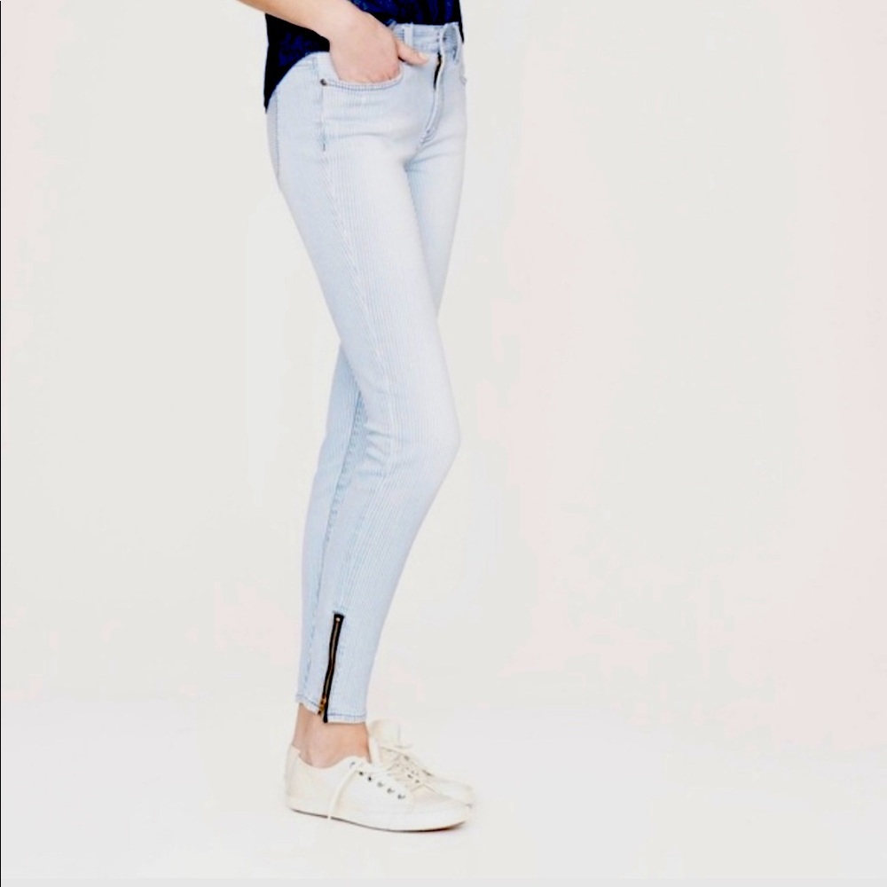 J Crew pinstripe toothpick ankle jean
